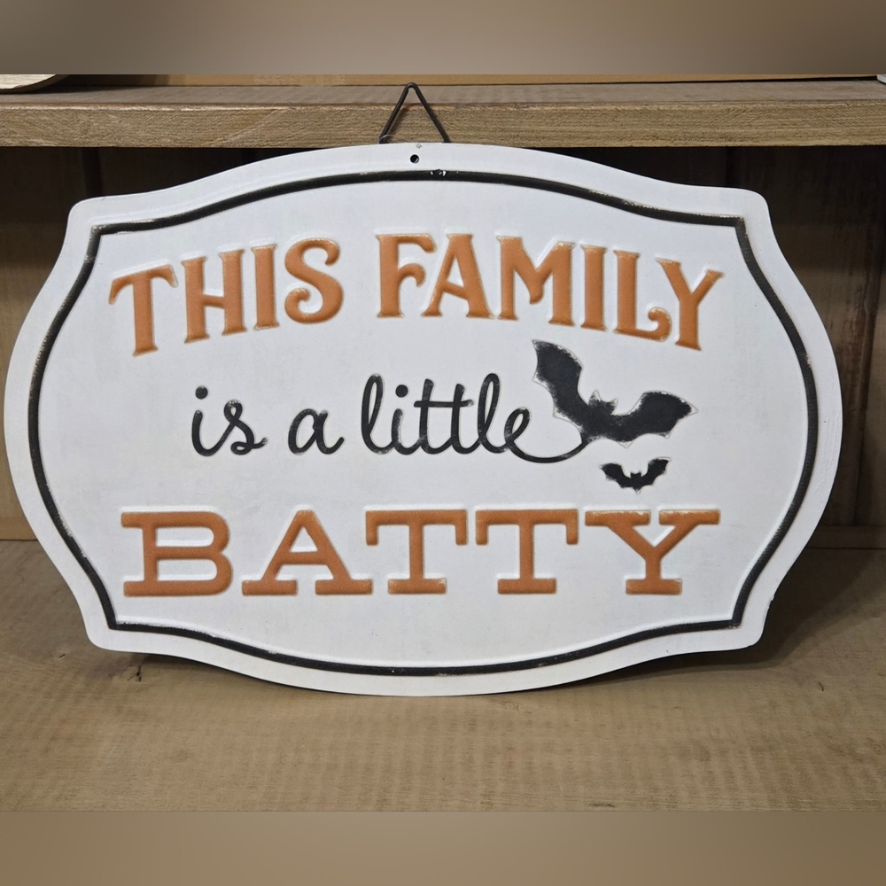 Red Shed Halloween Tin Sign- This Family is a Little Batty